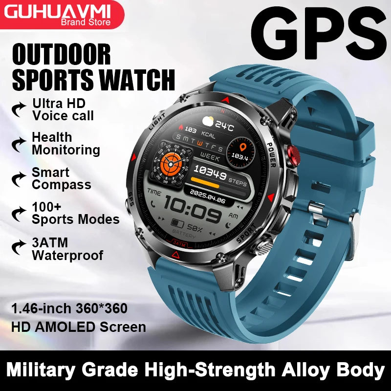 Vabena 2025 GPS Map Smartwatch | Navigation & Fitness for Men & Women