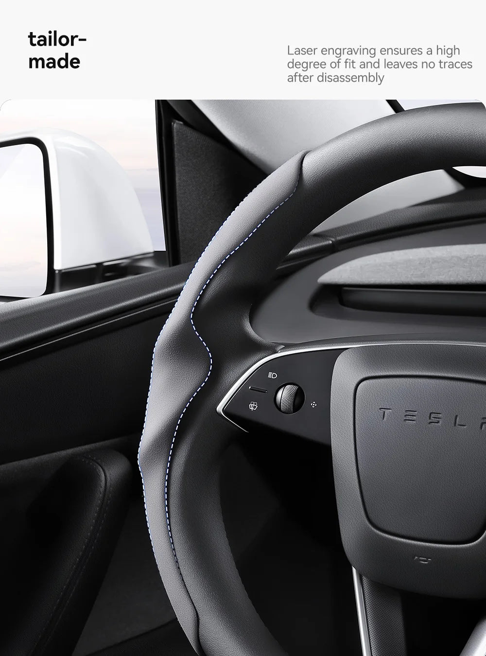 Tesla Model 3/Y Highland Juniper Carbon Fiber Steering Wheel Cover