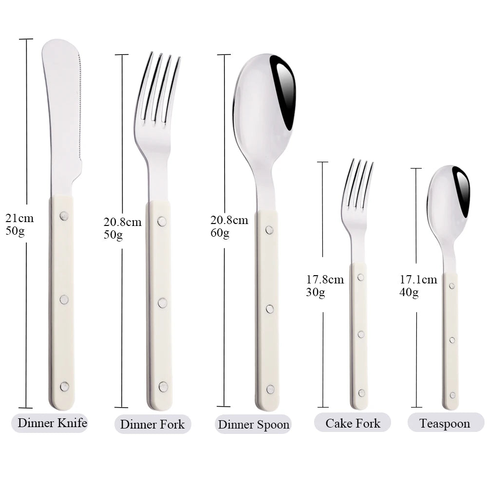 Elegant Beige Silver Cutlery Set | Premium Dining Tableware