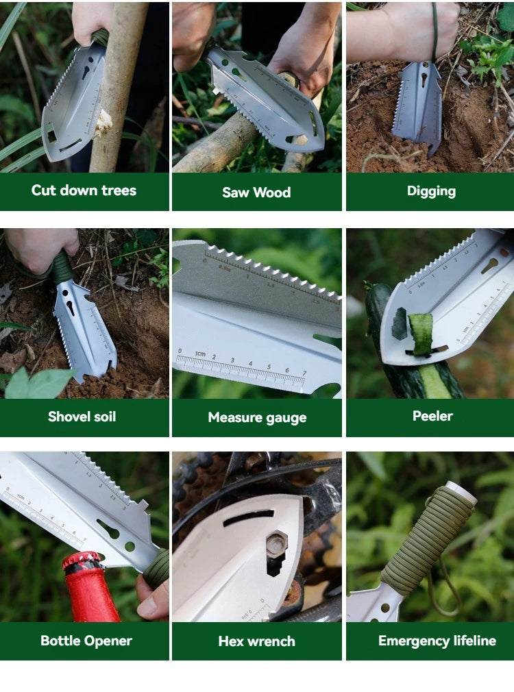 Vabena Camping Engineer Survival Shovel - Multifunctional Stainless Steel Hand Tool