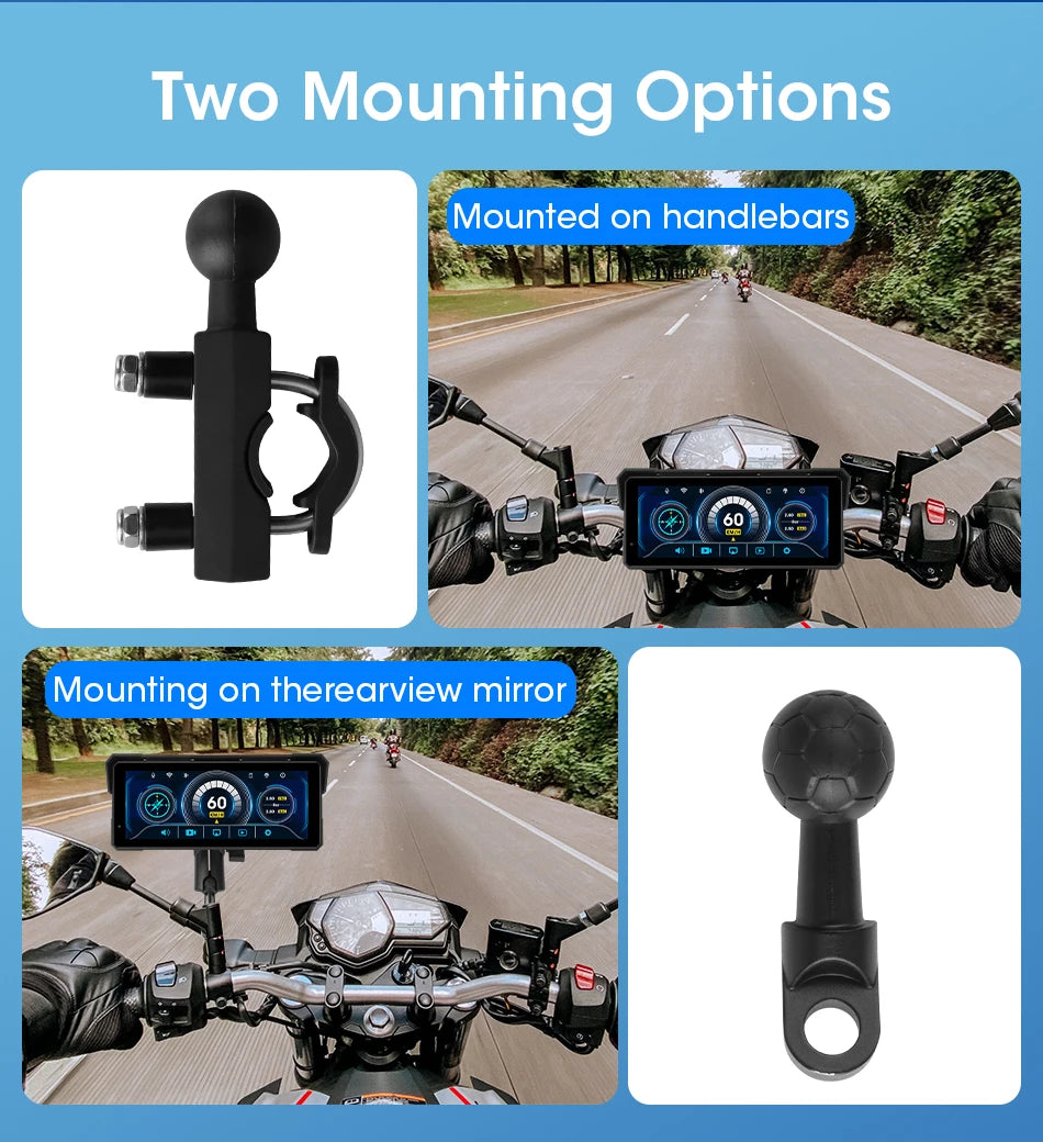Jansite 8.1" 4K Motorcycle DVR Monitor with CarPlay & GPS