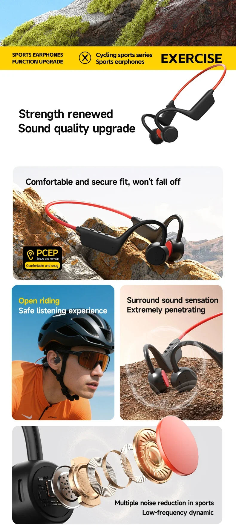 Vabena 2026 Bone Conduction Headset: Wireless IPX8 Swimming & Sports Headphones with Mic