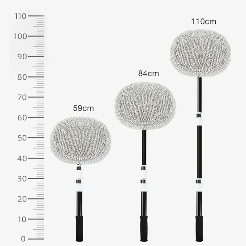 Car Wash Brush with Telescoping Handle & Chenille Mop for Auto & Window Cleaning