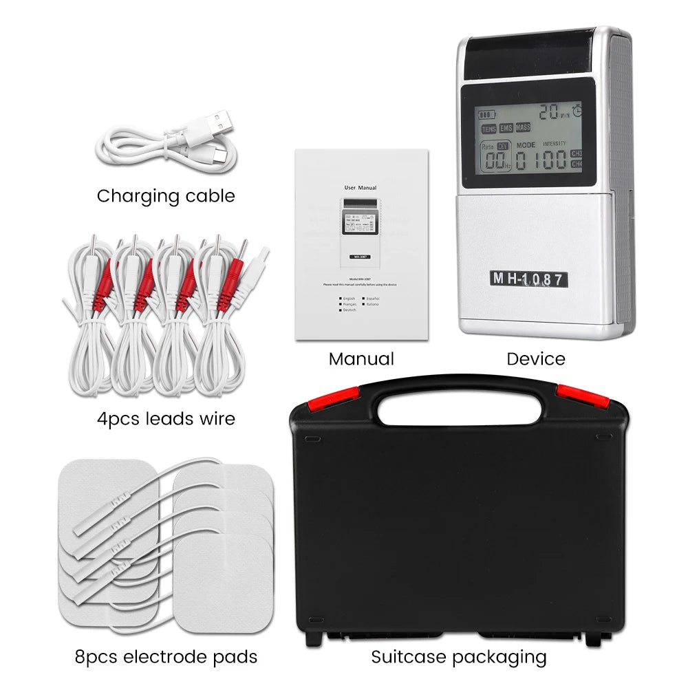 Digital TENS Unit: 4-Channel Rechargeable Muscle Stimulator for Pain Relief