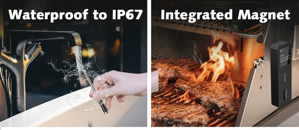 Wireless Bluetooth Meat Thermometer - IP67 Waterproof Probes for Grilling & BBQ