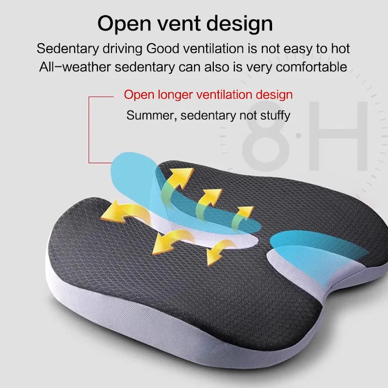 Orthopedic Memory Foam Seat Cushion for Tailbone, Sciatica & Prostate Relief | Non-Slip Pad