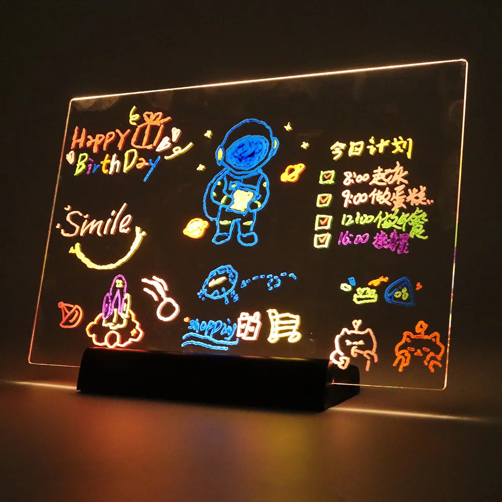 LED Note Board & Night Light | RGB Erasable Drawing Board for Kids