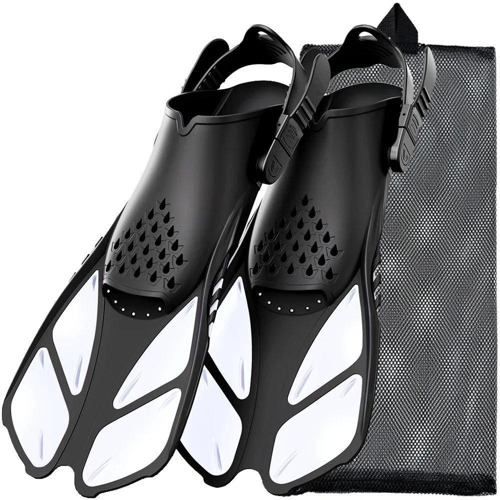 Snorkel Fins Adjustable Open Heel Travel Size Silicone Flippers