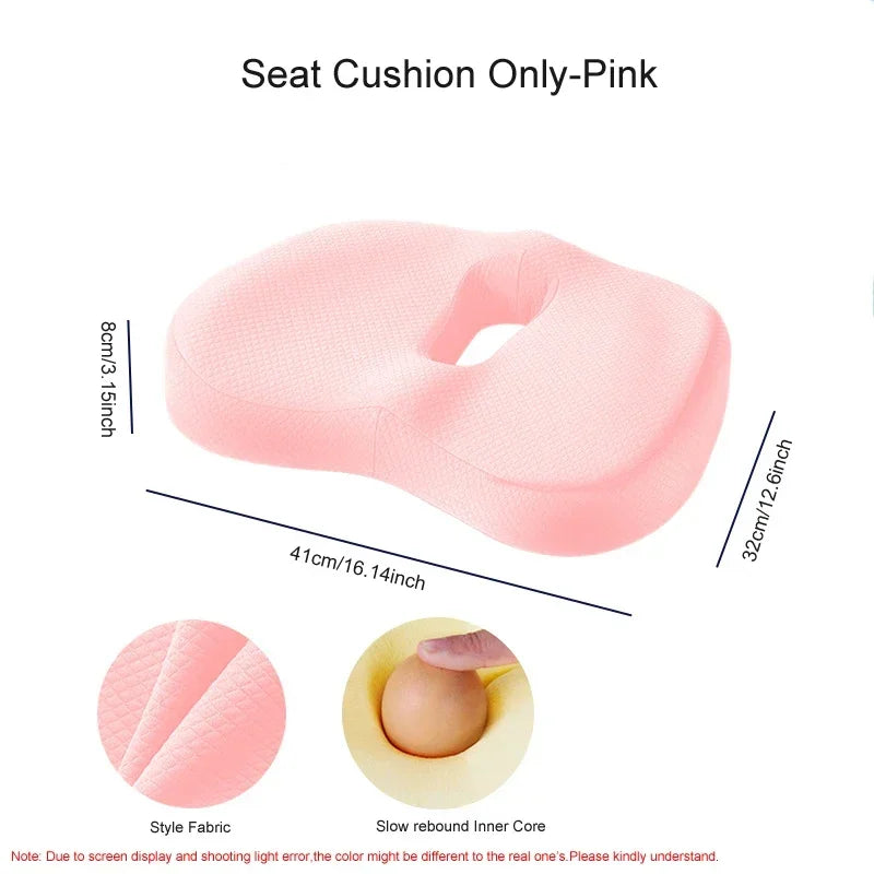 Vabena Memory Foam Seat Cushion & Lumbar Support Set for Office & Car - Ergonomic Back & Coccyx Relief