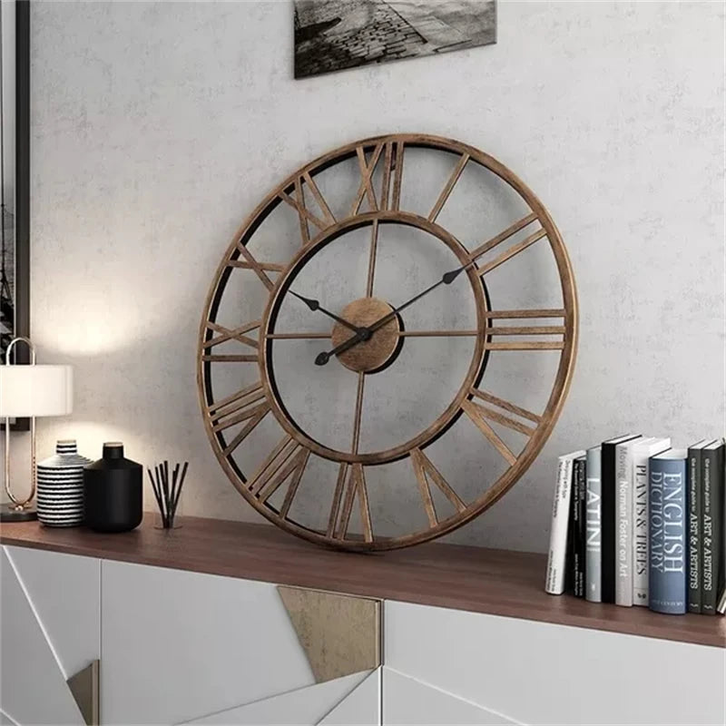 Large 60CM Nordic Retro Metal 3D Silent Wall Clock | Home Decor