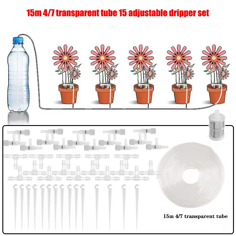 Garden Drip Irrigation Kit with Regulating Valve - Potted Plants & Greenhouse Watering System