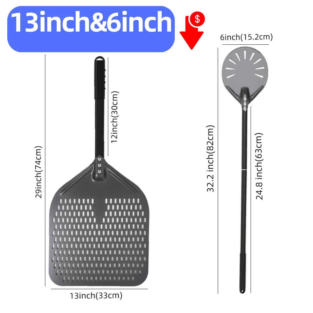 6-14 Inch Hard Anodized Aluminum Pizza Peel – Durable Oven Spatula & Bread Paddle
