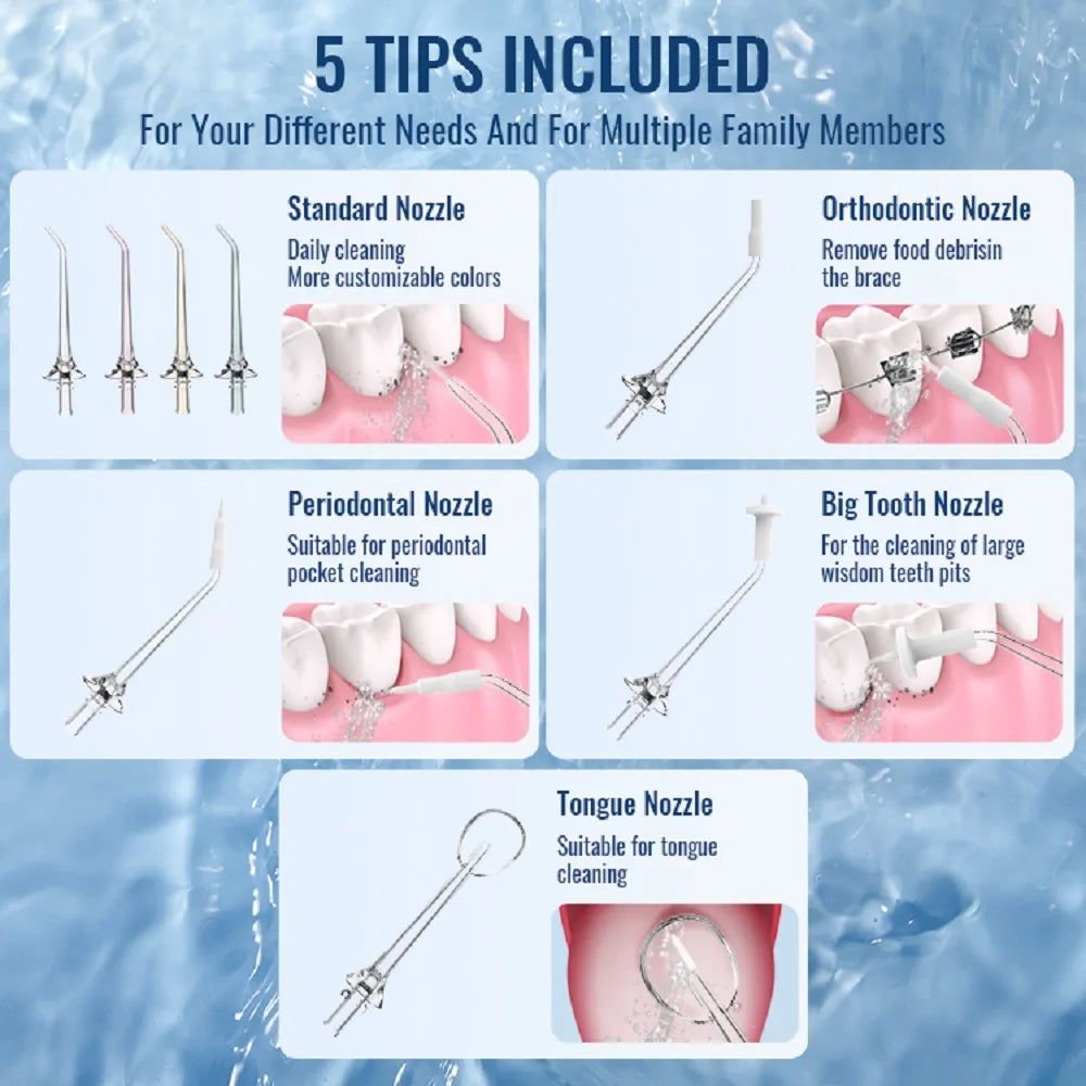 Vabena Oral Irrigator Water Flosser - Deep Clean Teeth Pick