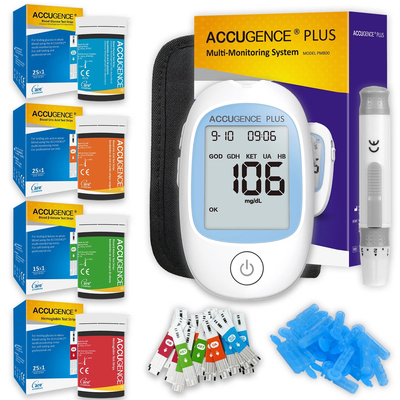 4-in-1 Multifunction Monitor: Hemoglobin, Ketone, Glucose, Uric Acid Test Kit