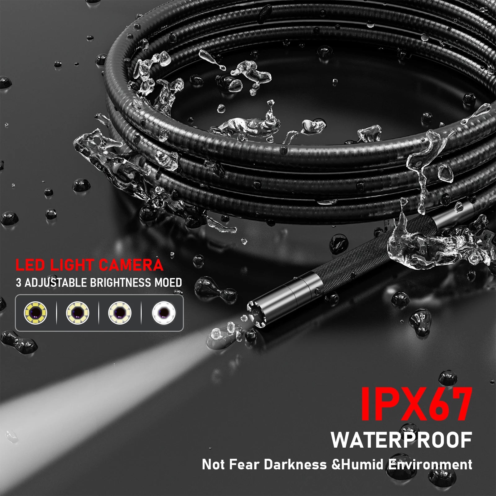 3.9mm HD Two-Way Rotary Industrial Endoscope Camera with 5.0" Display