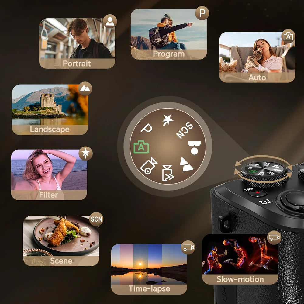 Vabena 8K 88MP Dual-Lens Vlogging Camera with Wi-Fi