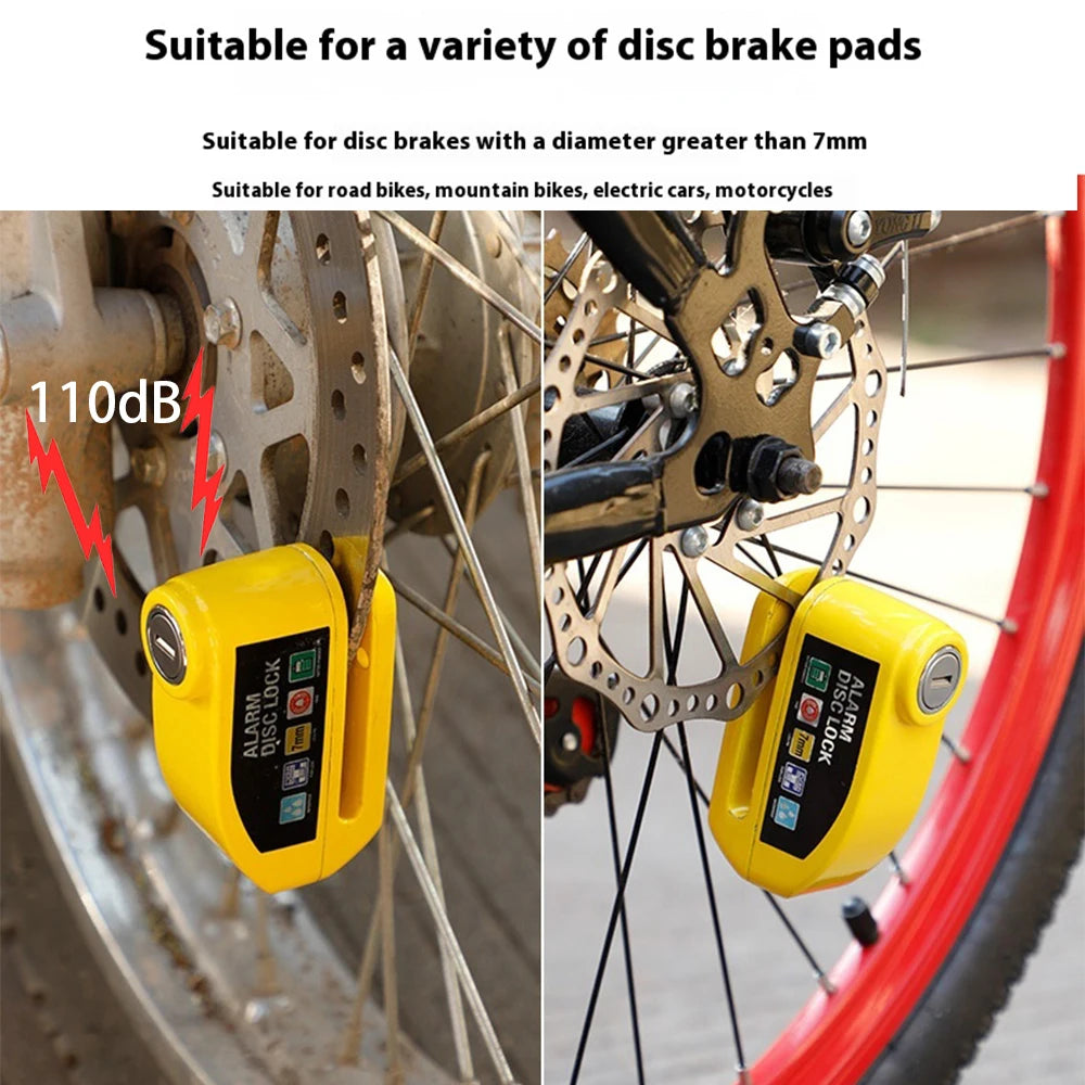 Motorcycle Alarm Disc Lock - 110dB Anti-Theft Security Padlock