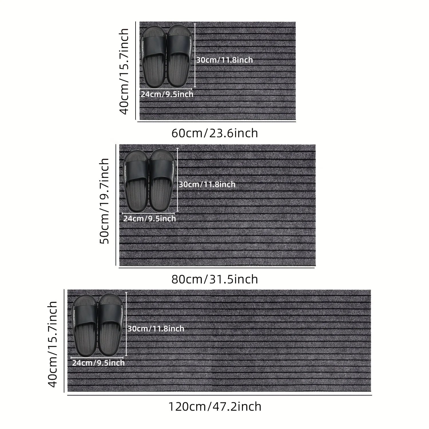 Large Striped Rubber Anti-Slip Corridor & Outdoor Carpet | Washable Area Rug