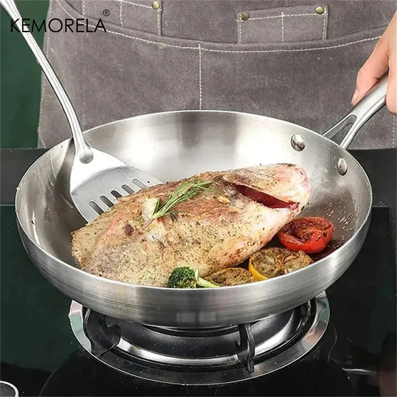 Vabena 5-Ply Stainless Steel Frying Pan - 22-28CM Non-Stick Wok