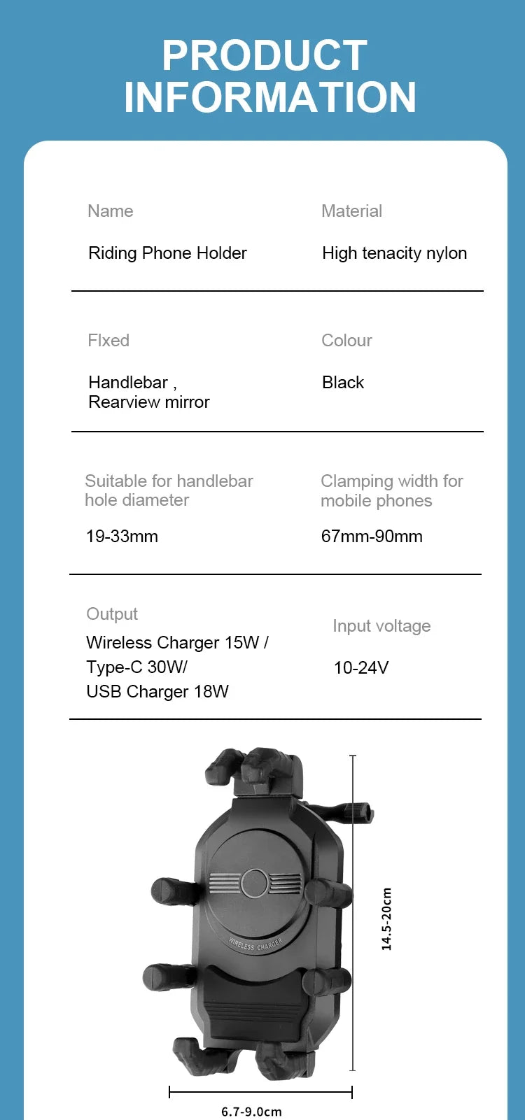 Motorcycle Phone Holder & Fast Charger - Wireless, USB, Type C | Shockproof Bike Mount