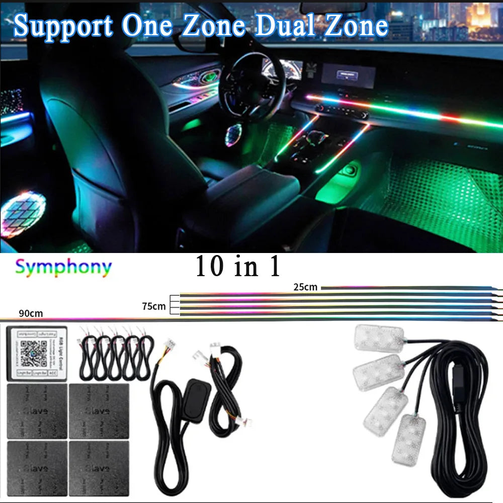 RGB LED Car Ambient Light Kit - APP Control Streamer Atmosphere Lamp