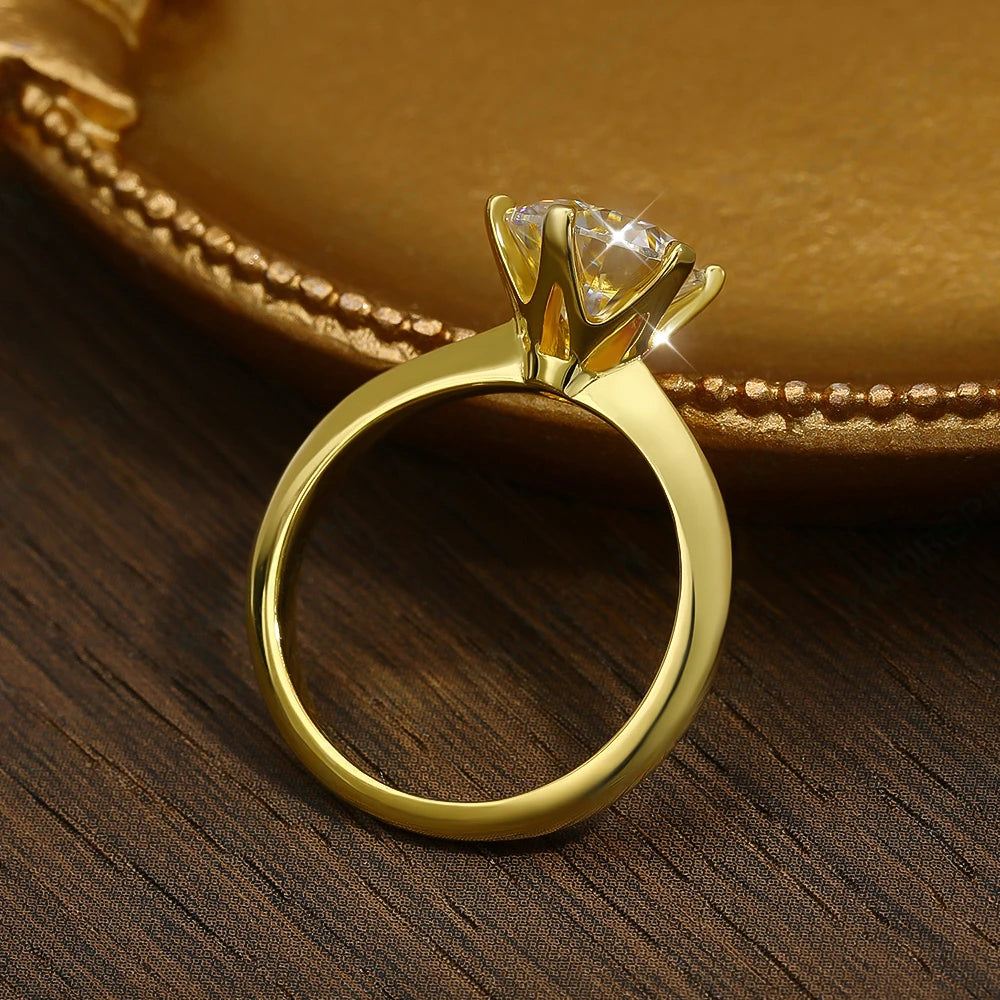 D VVS Moissanite Solitaire Ring - Brilliant 6-Prong Engagement & Promise