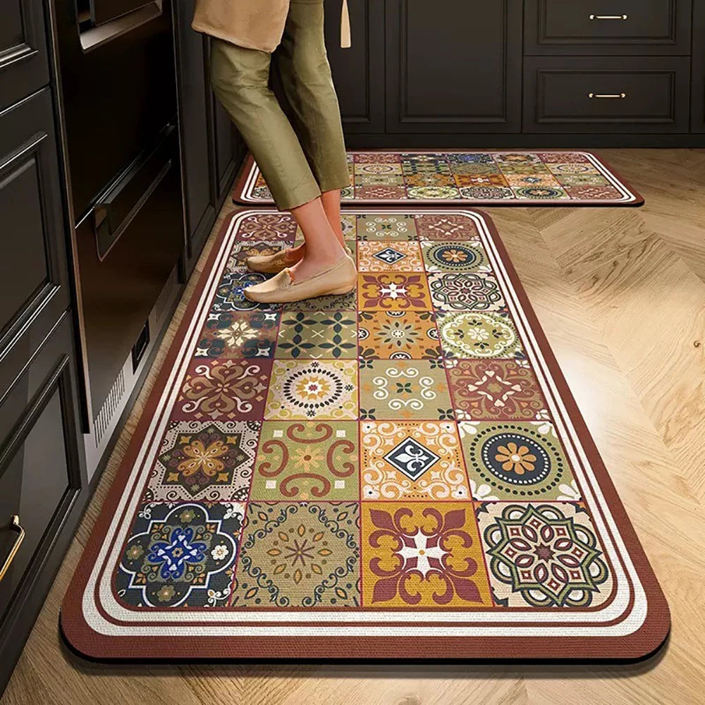Non-Slip Crystal Velvet Kitchen Mat & Rugs for Living Room, Bedroom & Entryway