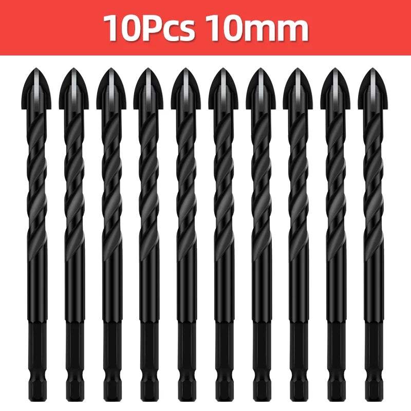 TOOLEYE Multifunction Cross Hex Drill Bit Set - Concrete, Tile, Glass, Metal
