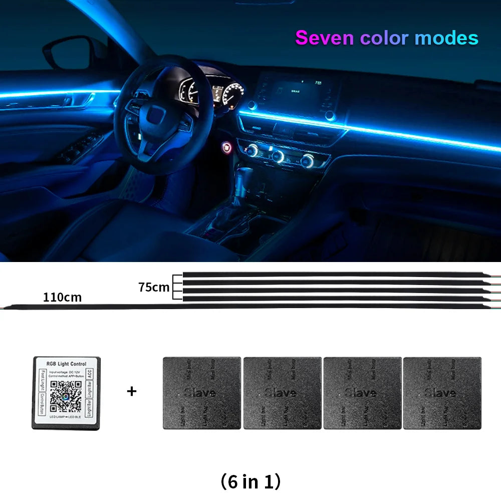 RGB LED Car Ambient Light Kit - APP Control Streamer Atmosphere Lamp