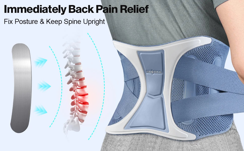 NEENCA Back Support Brace - Adjustable Lumbar Pain Relief Belt for Sciatica & Injuries