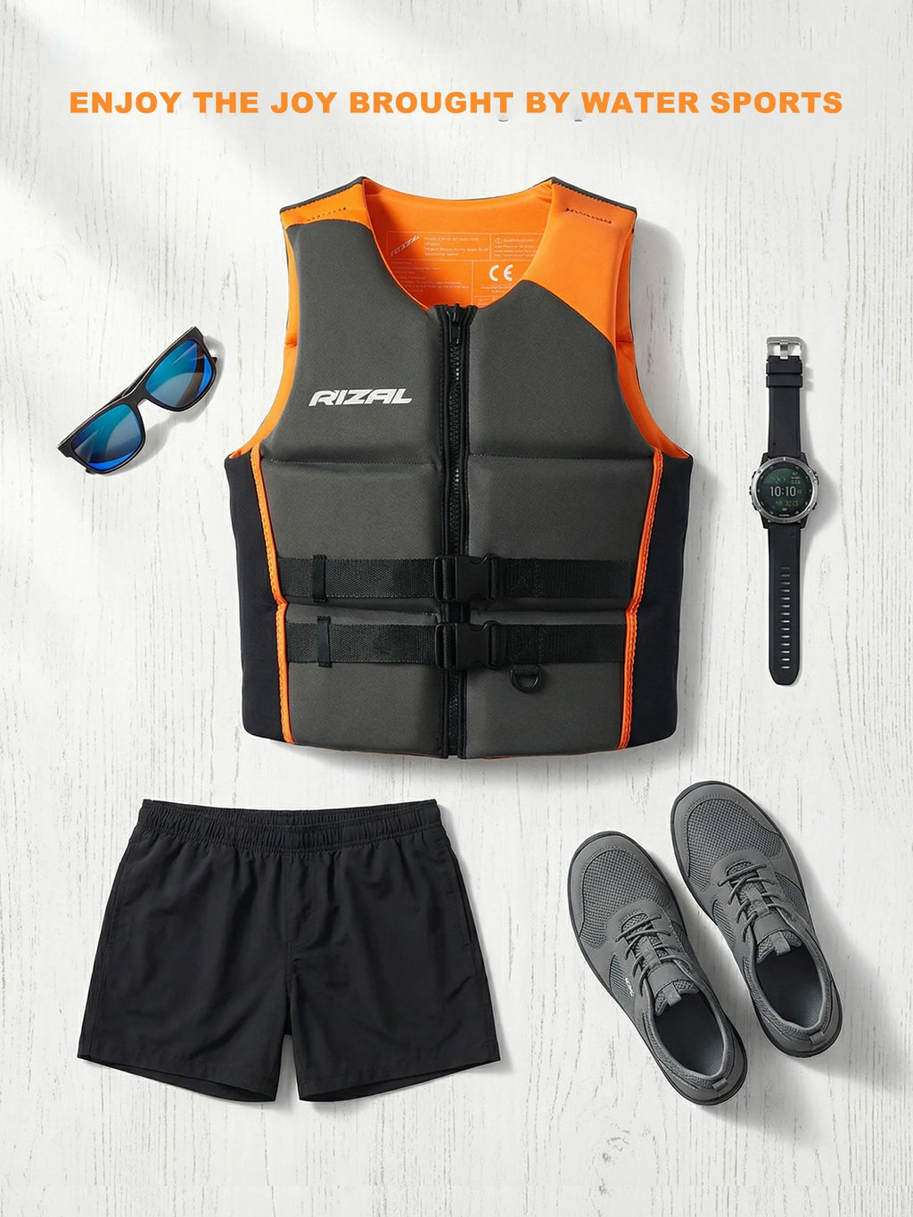 Adult Life Vest for Water Sports, Kayak, Wakeboard & Rescue - High Visibility Safety Jacket