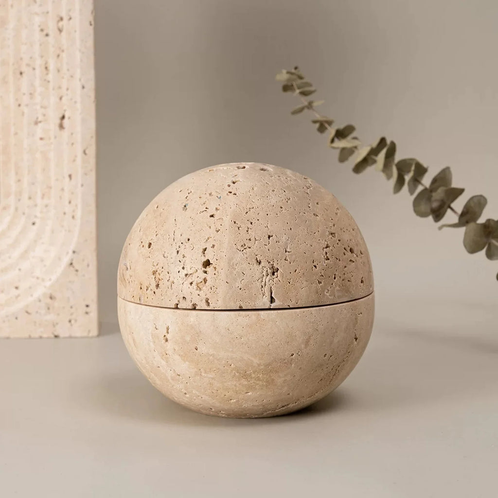 Travertine Marble Incense Burner | Spherical Aromatherapy Zen Decor