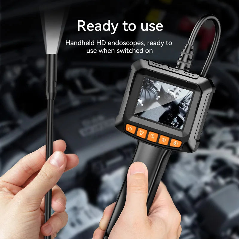 4.3" Dual Lens 1080P HD Industrial Endoscope Camera | Waterproof Car & Sewer Borescope with LED