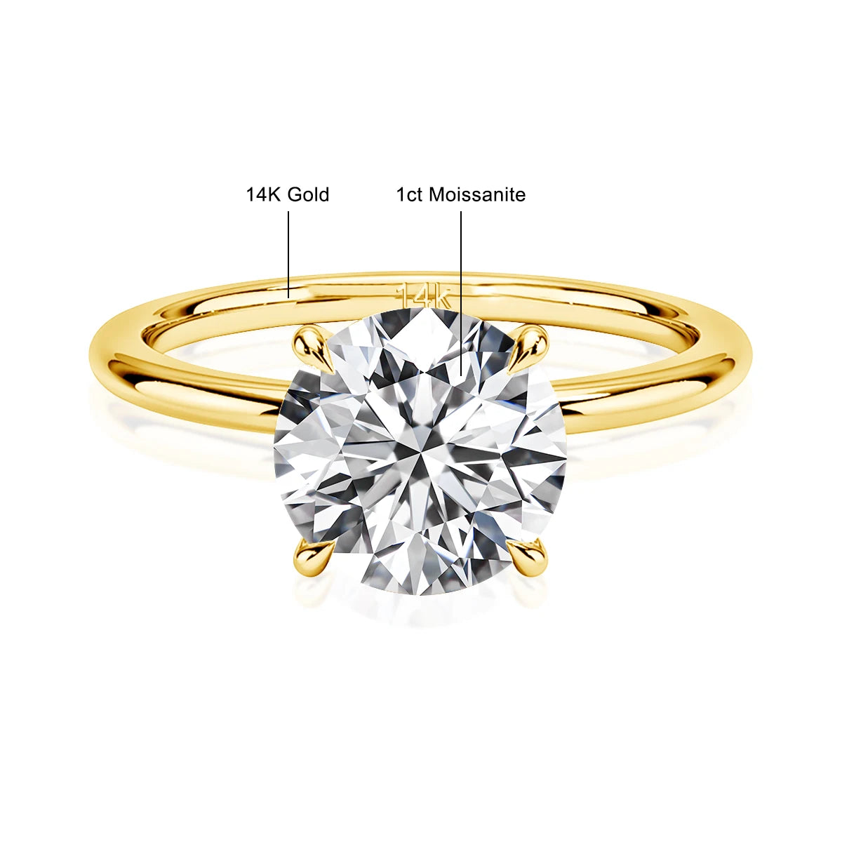 14K Gold Moissanite Engagement Ring for Women | Wedding Band