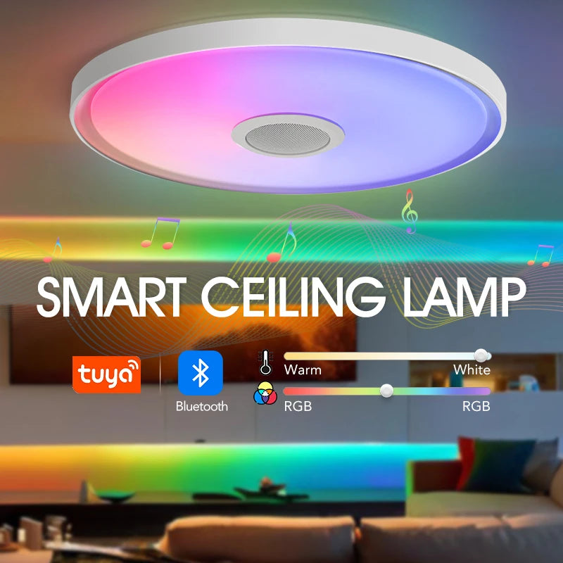 LED Smart RGB Ceiling Lamp with Speaker - App Control & Dimmable