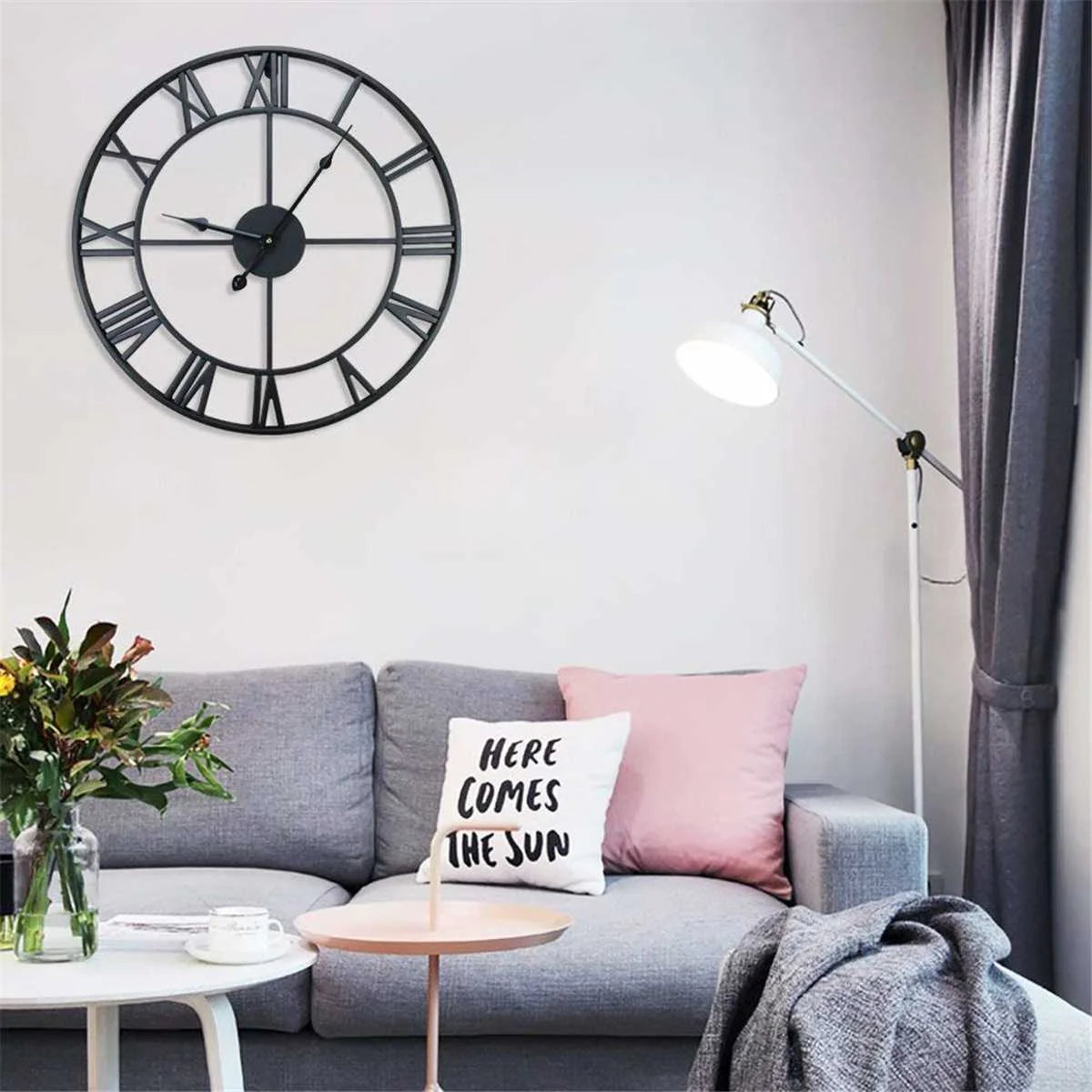 Modern Large Silent Wall Clock | Roman Numerals Home Decor