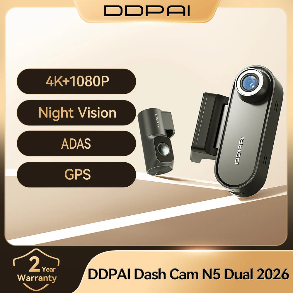 DDPAI N5 Dual 4K HDR Dash Cam - Front & Rear AI NightVIS DVR