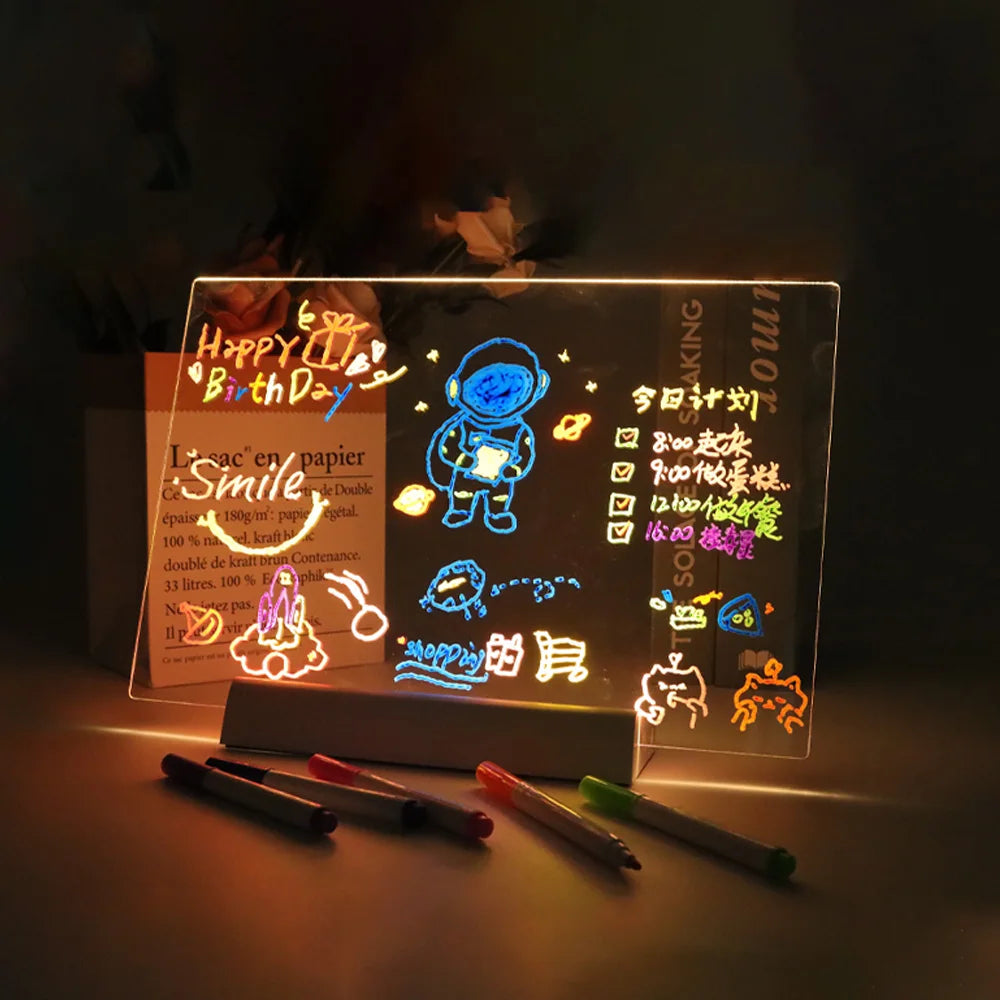 LED Note Board & Night Light | RGB Erasable Drawing Board for Kids