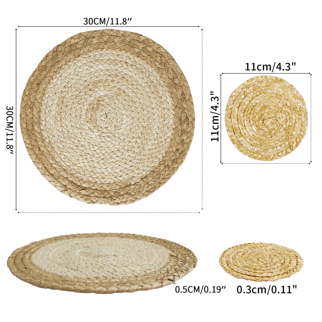 Premium Round Braided Placemats - Set of 6 | Dining Table Decor