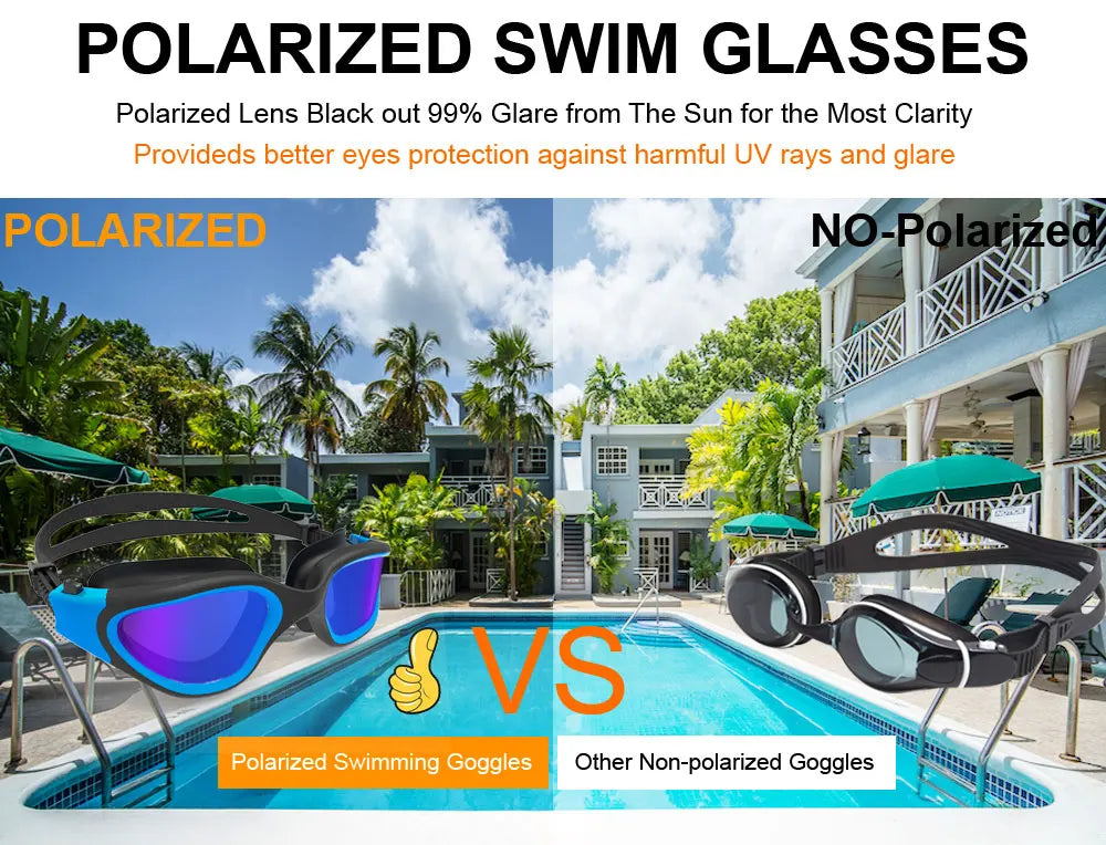 Polarized Swimming Goggles for Adults - Anti-Fog & UV Protection