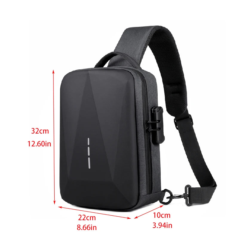 Men's Anti-theft Crossbody Bag with USB Charging Port & Combination Lock for Business & Travel
