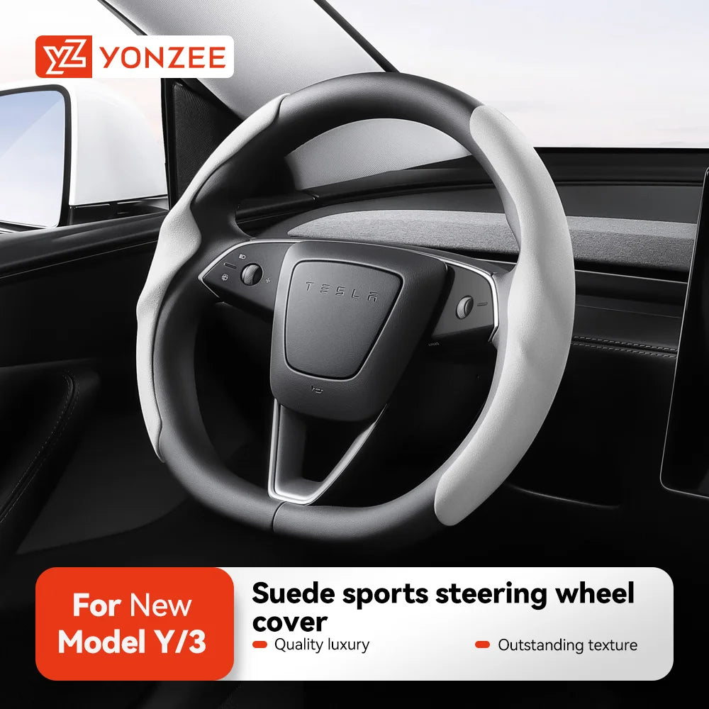 Tesla Model 3/Y Highland Juniper Carbon Fiber Steering Wheel Cover