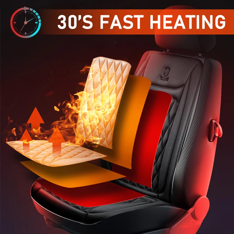 12V Heated Car Seat Cushion | Universal Cloth & Flannel Set