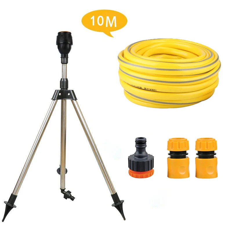 360-Degree Automatic Garden Sprinkler with Stainless Steel Tripod Set