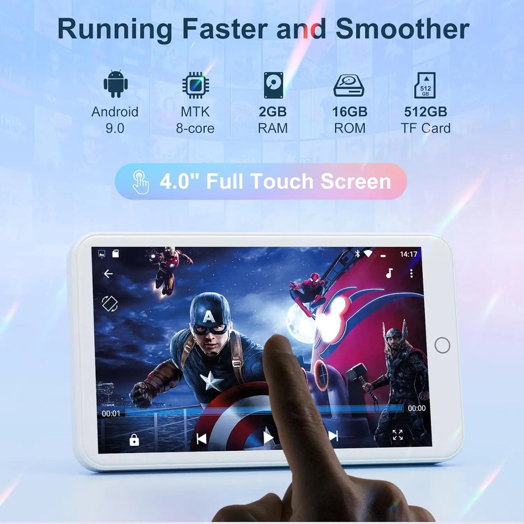 MECHEN Android 9.0 MP3/MP4 Player | Bluetooth, WiFi, Spotify | 512GB Storage - White