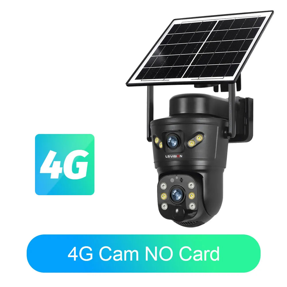 LS VISION 4G/WiFi Outdoor Solar Camera 8MP Dual Lens PIR SIM Night Vision Waterproof CCTV
