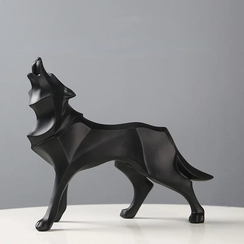 Modern Geometric Wolf Figurine - Abstract Interior Decor Statue