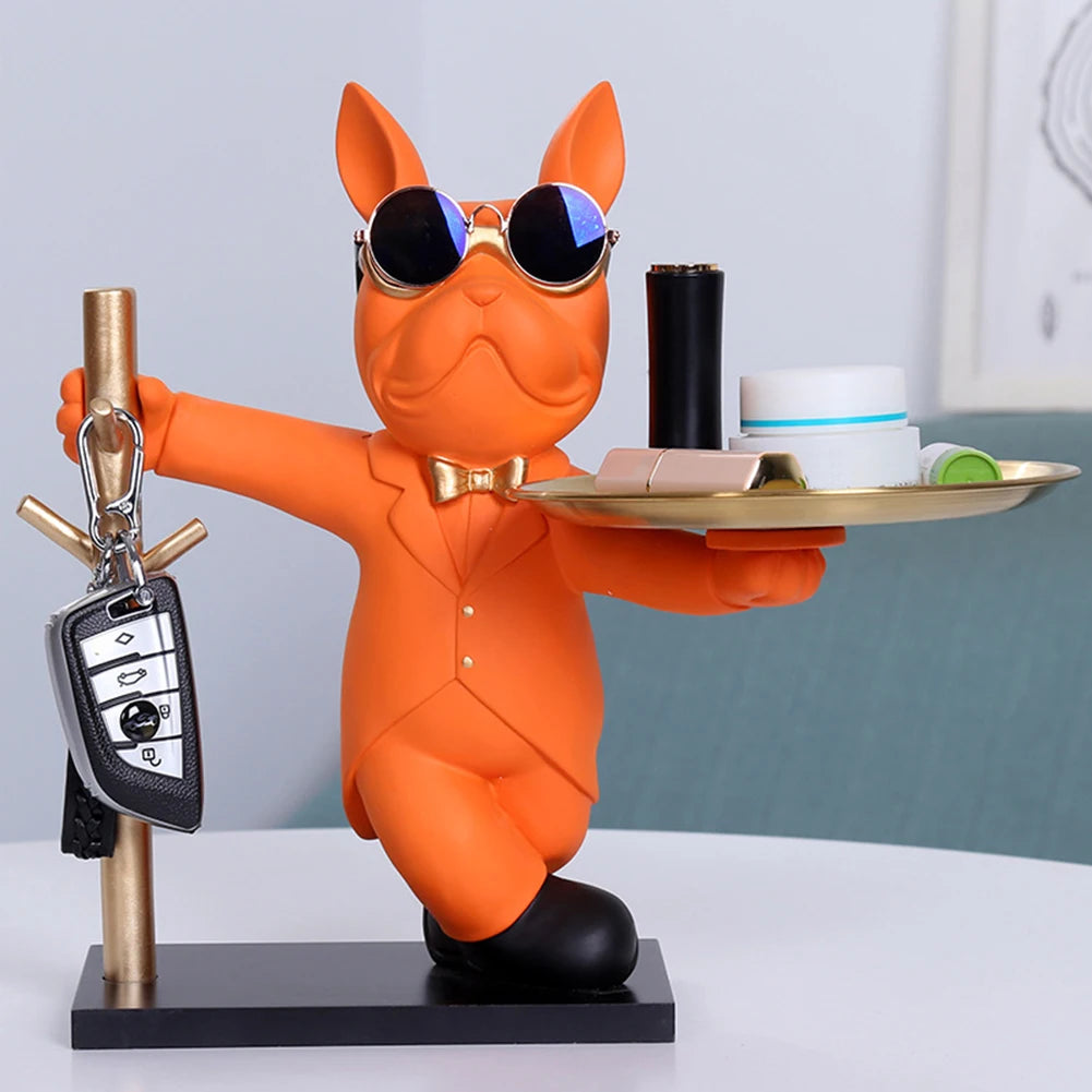 French Bulldog Sculpture with Storage Tray - Key & Coin Holder