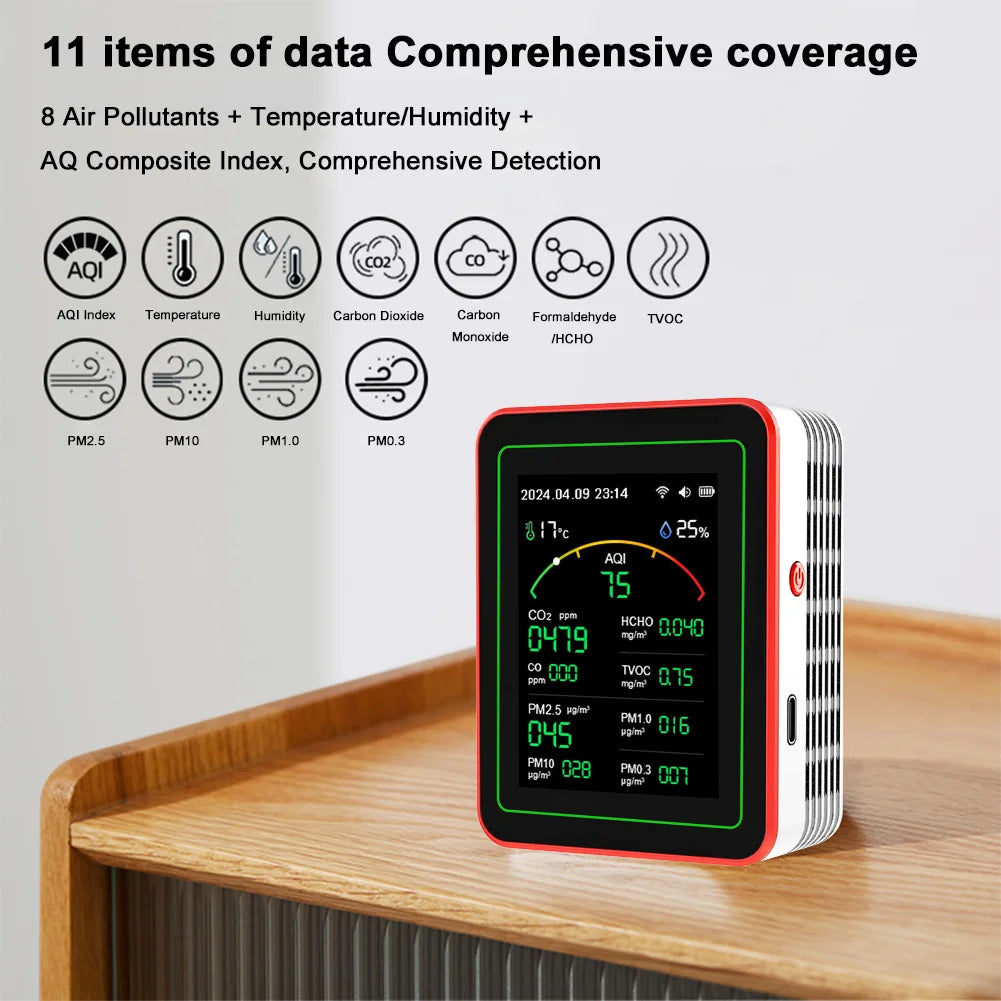 Vabena Professional 15-in-1 Air Quality Monitor Station - Comprehensive Indoor Analysis