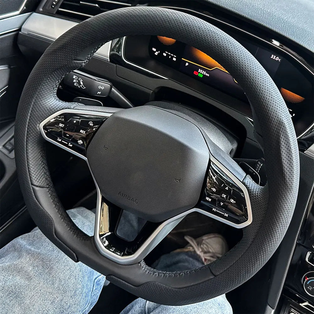 Universal Non-slip Leather Steering Wheel Cover 36-38cm